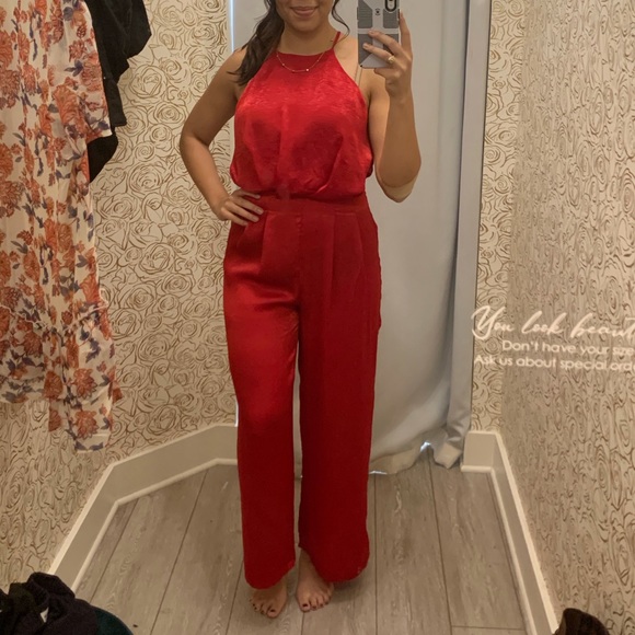 NWT High-Neck & Open-Back Red Jumpsuit - Picture 4 of 5